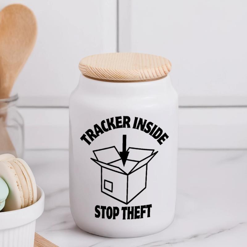 Security, Parcel Lock, Inside Tracker Panoramic Cookie Jar with Wooden Lid