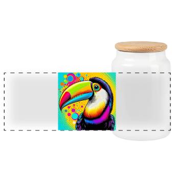 Toucan Pop Art - Boîte à biscuits avec couvercle en bois - blanc - Devant