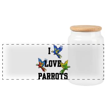 Perroquet, Animaux De Zoo, Jungle, Oiseaux, Déclaration Afrique - Boîte à biscuits avec couvercle en bois - blanc - Devant