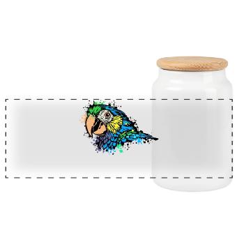 Animal Lover, Zoo, Pet, Tropical, Parrot, Bird - Panoramic Cookie Jar with Wooden Lid - white - Front