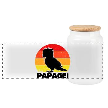 oiseau, perroquet, amoureux des animaux, animal de compagnie, tropical, - Boîte à biscuits avec couvercle en bois - blanc - Devant