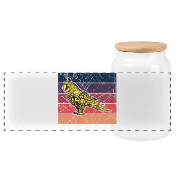 Animal De Compagnie, Tropical, Jungle, Oiseau, Animal, Perroquet, Zoo - Boîte à biscuits avec couvercle en bois - blanc - Devant