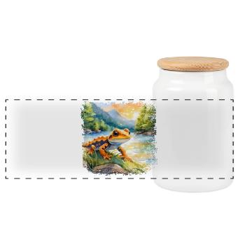 Mignonne jeune salamandre de feu - Boîte à biscuits avec couvercle en bois - blanc - Devant