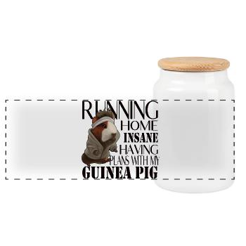 Guinea Pig Mom - Saying for Guineapig Lovers - Panoramic Cookie Jar with Wooden Lid - white - Front