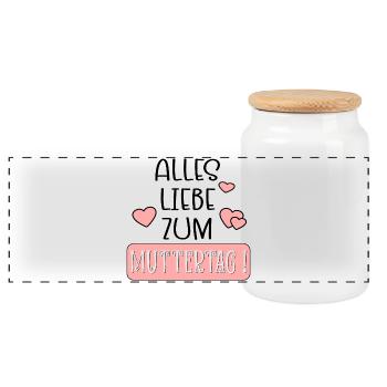 Muttertagssprüche | Alles Liebe Mama - Panorama Keksdose mit Holzdeckel - Weiß - Vorne