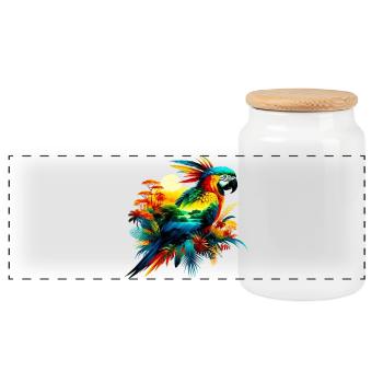 Perroquet - Boîte à biscuits avec couvercle en bois - blanc - Devant