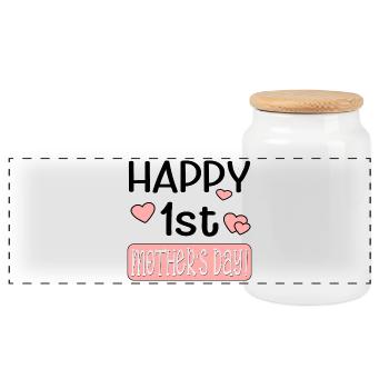 JOYEUX MESSAGE POUR LA FÊTE DES MÈRES - Boîte à biscuits avec couvercle en bois - blanc - Devant