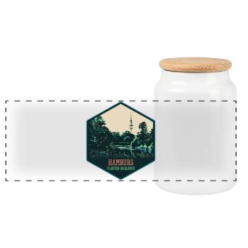 Illustration, Planten un Blomen park in Hamburg - Panorama Keksdose mit Holzdeckel - Weiß - Vorne