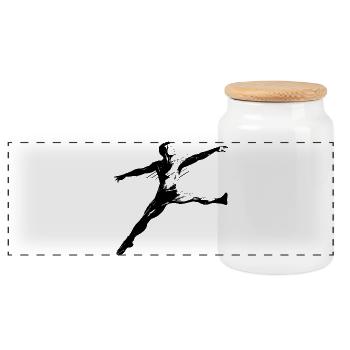 Ballet Boy Drawing - Panoramic Cookie Jar with Wooden Lid - white - Front
