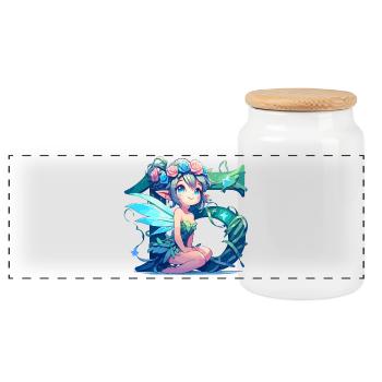 15 Year Old Fairy Elf Cute Birthday Gift - Panoramic Cookie Jar with Wooden Lid - white - Front