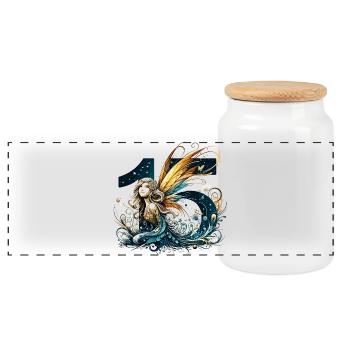 15 Year Old Fairy Elf Cute Birthday Gift - Panoramic Cookie Jar with Wooden Lid - white - Front