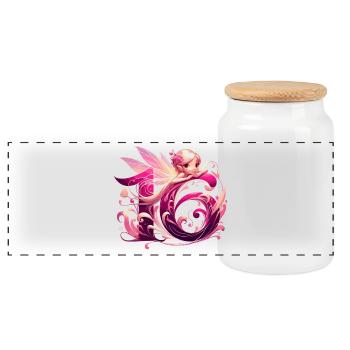 16 Years Fairy Elf Cute Pink Birthday Gift - Panoramic Cookie Jar with Wooden Lid - white - Front