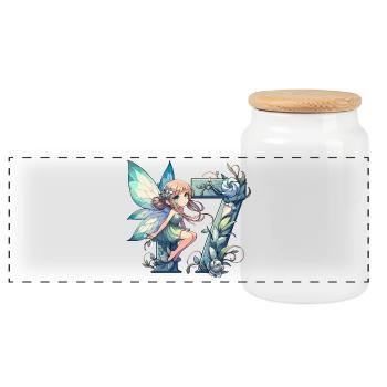 17 Years Fairy Elf Cute Birthday Gift - Panoramic Cookie Jar with Wooden Lid - white - Front