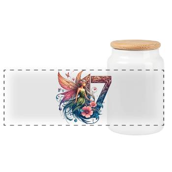 17 Years Fairy Elf Cute Birthday Gift - Panoramic Cookie Jar with Wooden Lid - white - Front