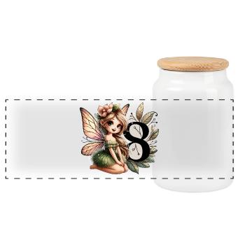 18 Years Fairy Elf Cute Birthday Gift - Panoramic Cookie Jar with Wooden Lid - white - Front