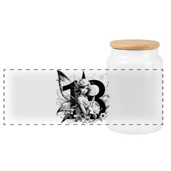 18 Years Fairy Elf Cute Birthday Gift - Panoramic Cookie Jar with Wooden Lid - white - Front