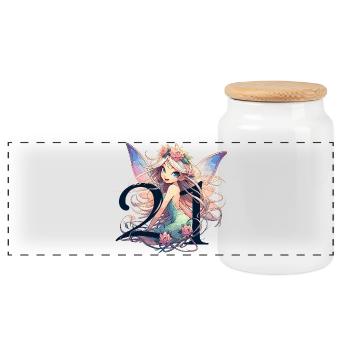 21 Years Fairy Elf Cute Blonde Birthday Gift - Panoramic Cookie Jar with Wooden Lid - white - Front