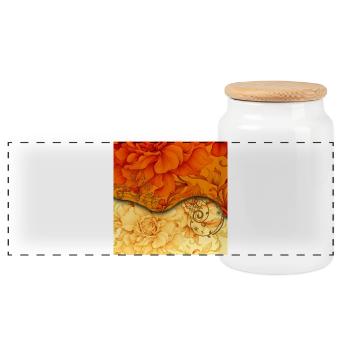 Elegantes florales Design - Panorama Keksdose mit Holzdeckel - Weiß - Vorne