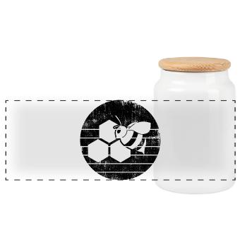 Abeille - Boîte à biscuits avec couvercle en bois - blanc - Devant