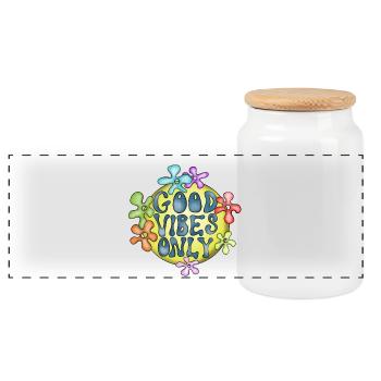 Hippie Love Peace Design - Panoramic Cookie Jar with Wooden Lid - white - Front