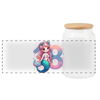 18 Years Mermaid Sweet Birthday Gift - Panoramic Cookie Jar with Wooden Lid - white - Front