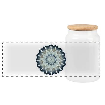 Butterfly Wing Ornament in Delicate Shades of Blue - Panoramic Cookie Jar with Wooden Lid - white - Front