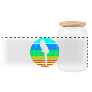 Bird, Parrot, Animal Lover, Pet, Jungle, Animal - Panoramic Cookie Jar with Wooden Lid - white - Front