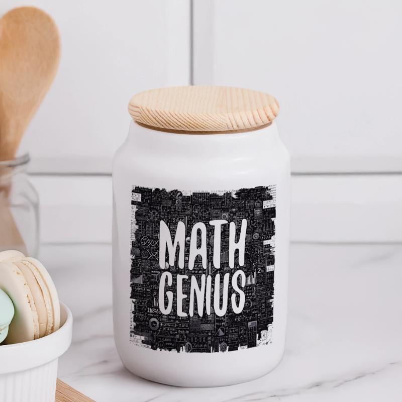 Math Genius Math Genius Math Gift Panoramic Cookie Jar with Wooden Lid