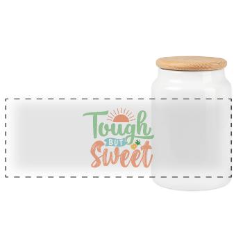 Tough and Sweet - Panoramic Cookie Jar with Wooden Lid - white - Front