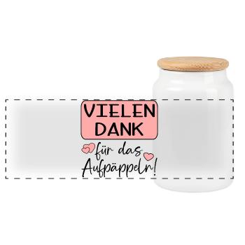 GUTE BESSERUNG - AUFPÄPPELN - Panorama Keksdose mit Holzdeckel - Weiß - Vorne