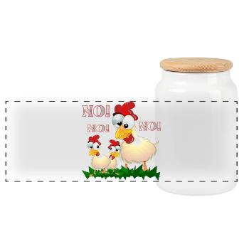 BANDE DESSINÉE DRÔLE DE POULET - NON - Boîte à biscuits avec couvercle en bois - blanc - Devant