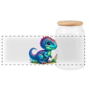 Dinosaure - Boîte à biscuits avec couvercle en bois - blanc - Devant