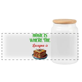 Home is where the lasagna is - Panoramic Cookie Jar with Wooden Lid - white - Front