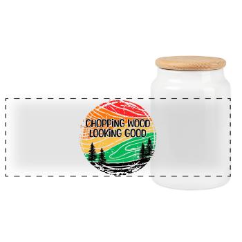 Lumberjack Tree Forestry Statement Wood Woodwork - Panoramic Cookie Jar with Wooden Lid - white - Front
