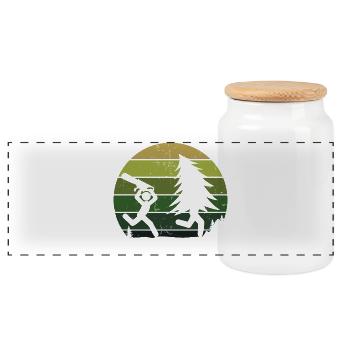 Tree Lumberjack Saw Sawdust Woodwork Wood - Panoramic Cookie Jar with Wooden Lid - white - Front