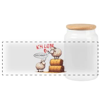 ich liebe dosenbier schafe bier lustig wortspiel - Panorama Keksdose mit Holzdeckel - Weiß - Vorne