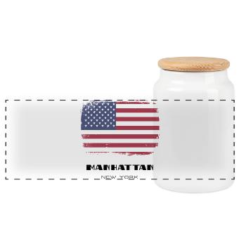 Manhattan, New York, États-Unis - Boîte à biscuits avec couvercle en bois - blanc - Devant