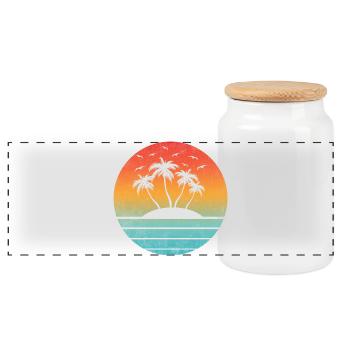 Tropischer Sonnenuntergang auf Round Palm Island - Panorama Keksdose mit Holzdeckel - Weiß - Vorne
