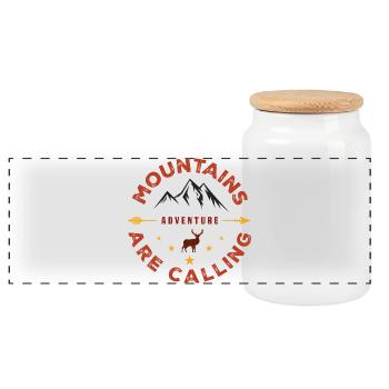 Die Berge rufen - Outdoor-Abenteuer - Panorama Keksdose mit Holzdeckel - Weiß - Vorne