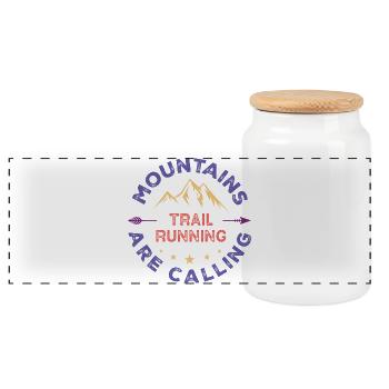 Trail Running - Mountains Are Calling - Panoramic Cookie Jar with Wooden Lid - white - Front