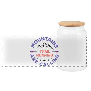 Trail Running - La montagne vous appelle - Boîte à biscuits avec couvercle en bois - blanc - Devant