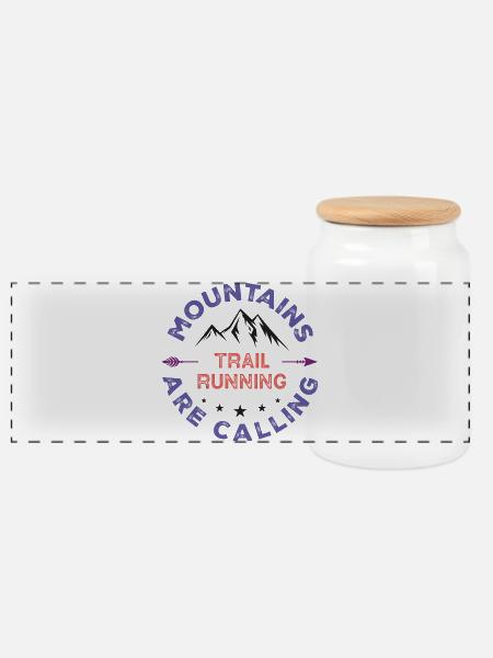 Trailrunning - Berge rufen - Panorama Keksdose mit Holzdeckel - Weiß