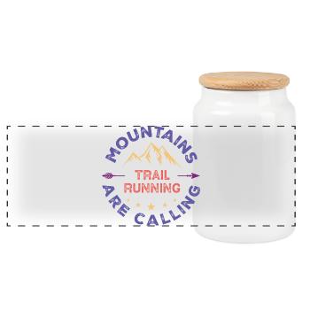 Trail Running - La montagne vous appelle - Boîte à biscuits avec couvercle en bois - blanc - Devant