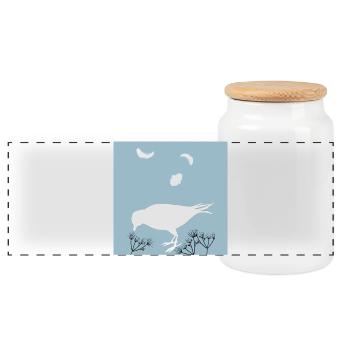 Silhouette d'oiseau et plumes - Boîte à biscuits avec couvercle en bois - blanc - Devant