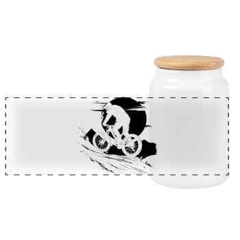 Illustration de cycliste - Boîte à biscuits avec couvercle en bois - blanc - Devant