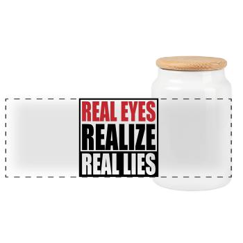 realize real eyes reall lies | Farben änderbar - Panorama Keksdose mit Holzdeckel - Weiß - Vorne