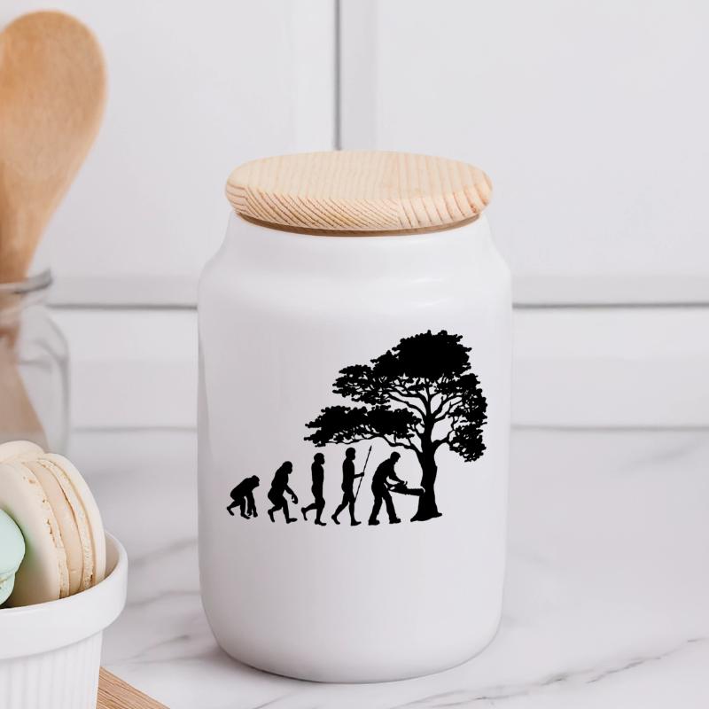 Lumberjack Tree Evolution sciure de bois Boîte à biscuits avec couvercle en bois