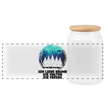 Forestry Statement Tree Lumberjack Wood Woodwork - Panoramic Cookie Jar with Wooden Lid - white - Front