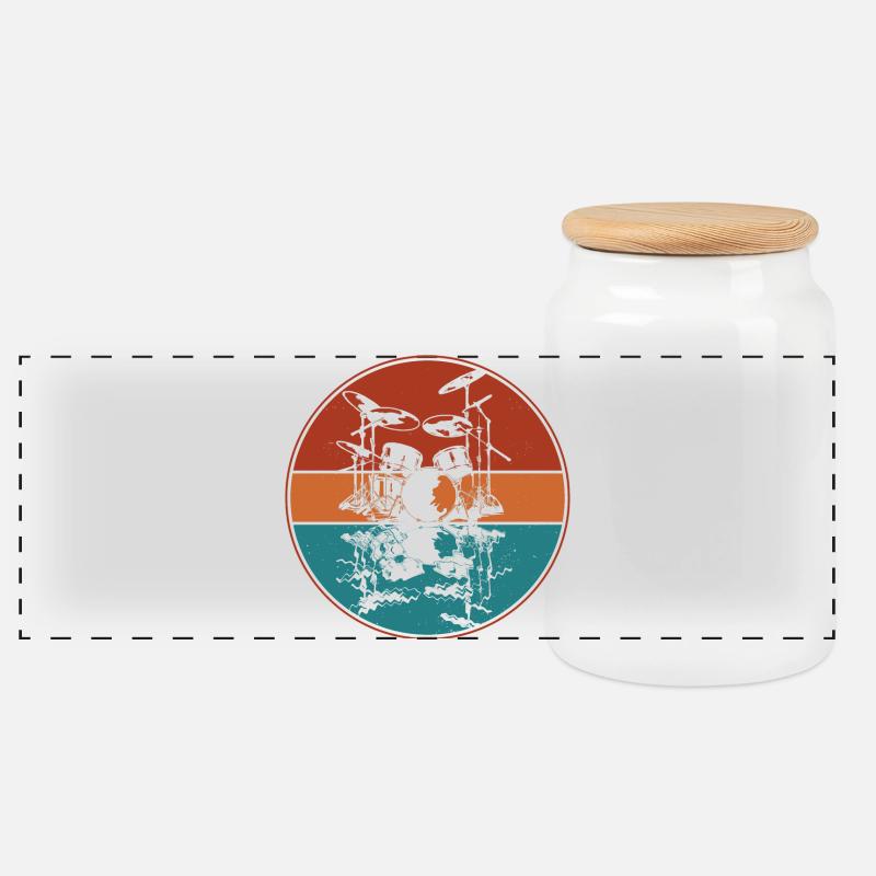 Drum set - Panorama Keksdose mit Holzdeckel - Weiß