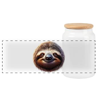 Sloth - Panoramic Cookie Jar with Wooden Lid - white - Front